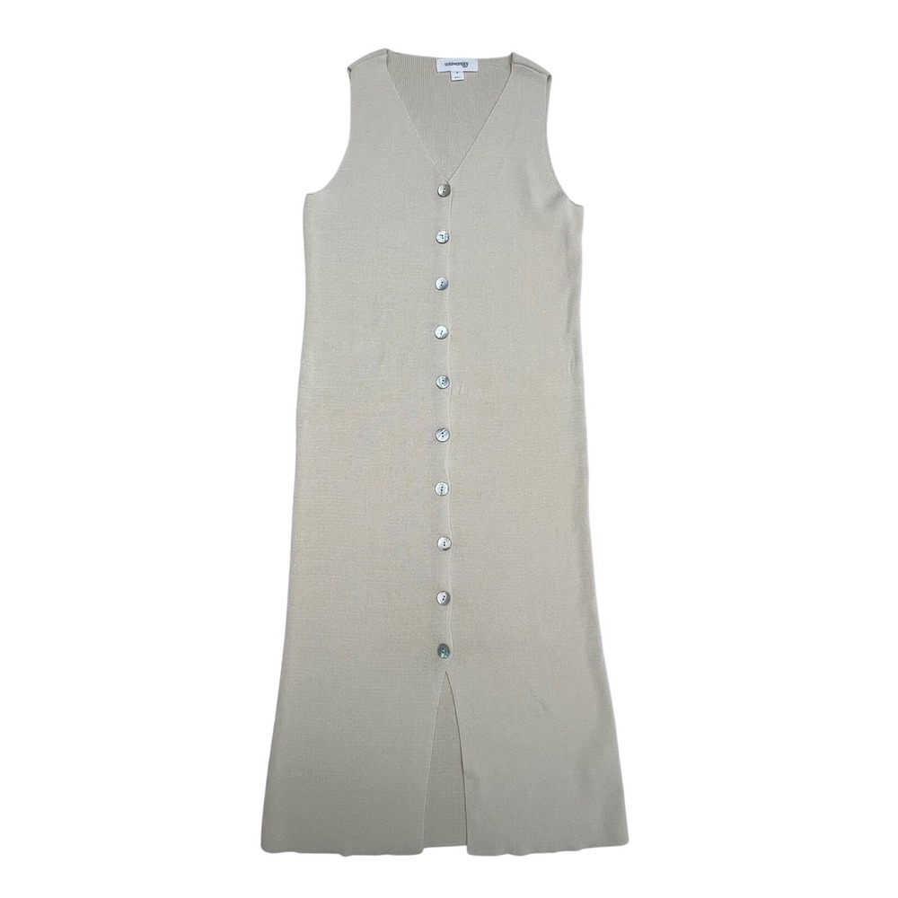 University Club Knit Button Down Sleeveless Midi Dress Small - Picture 1 of 5